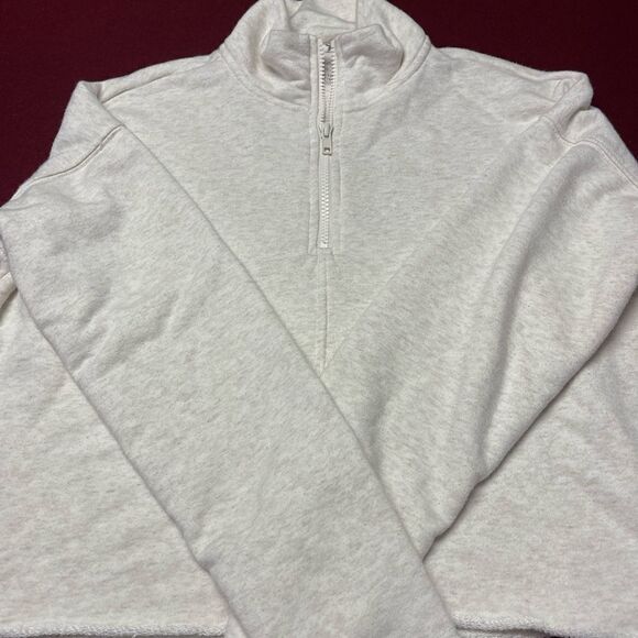 Aerie light gray cropped 1/4 zip long sleeve sweatshirt, size XS - Picture 10 of 12